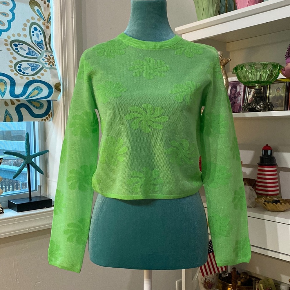 ZARA Floral Knit Sweater Women's Size Medium NWT